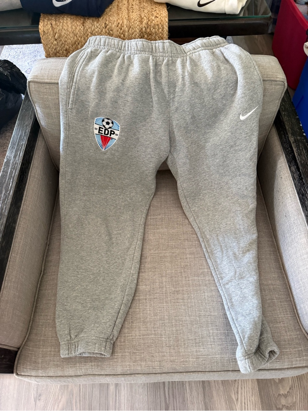 Nike Kids Gray Sweatpants with EDP Soccer Patch
